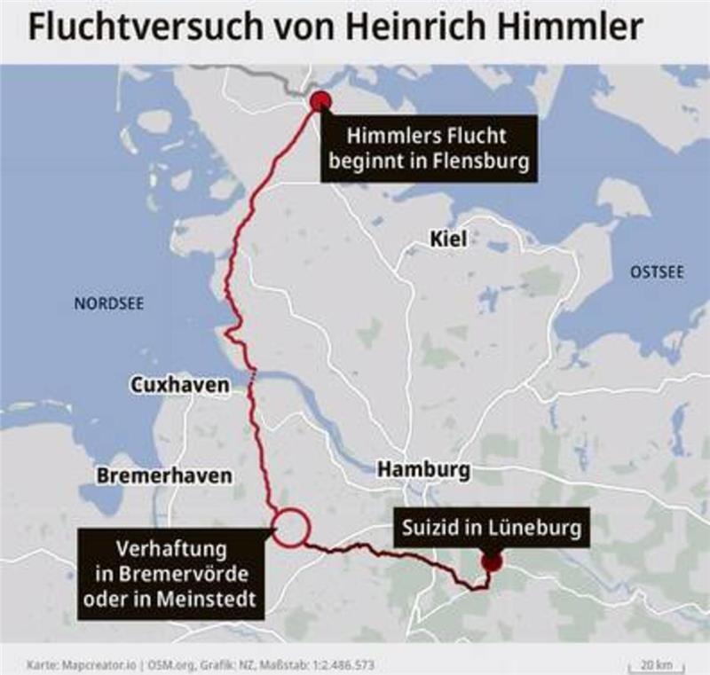 Als der Massenmörder Heinrich Himmler in den Tod floh