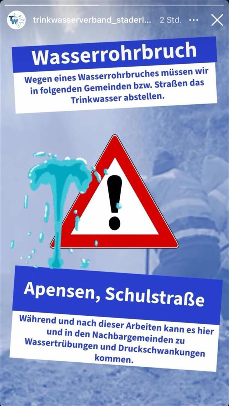 Wasserrohrbruch in Apensen