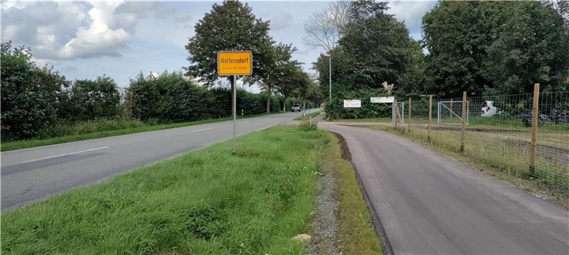 L130 in Nottensdorf: Radweg trotz Baumängel nutzbar, Verkehrsinsel geplant L130 in Nottensdorf: Radweg trotz Baumängel nutzbar, Verkehrsinsel geplant