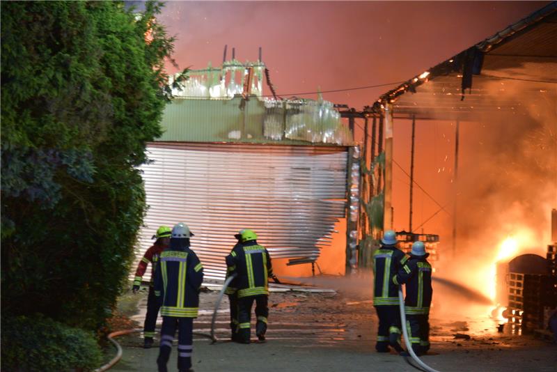 300.000 Euro Schaden: Großfeuer zerstört Obsthandel in Harsefeld