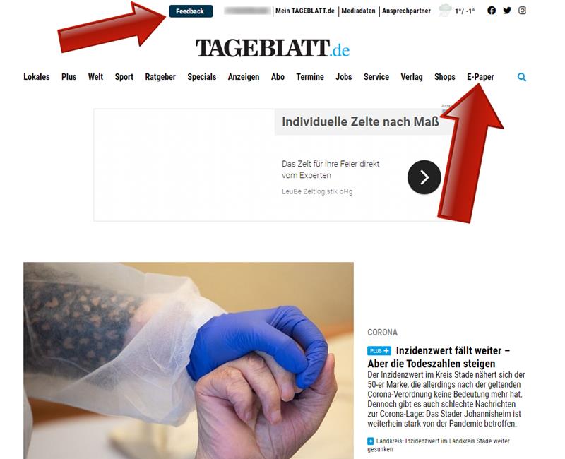 Das neue TAGEBLATT online Das neue TAGEBLATT online