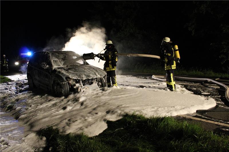 Auto brennt auf der B73 in Burweg aus