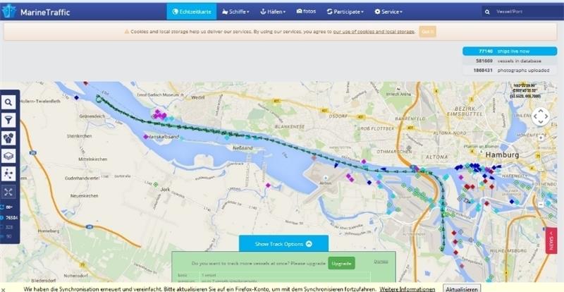 Containerschiff NYK Olympus muss vor Grünendeich notankern