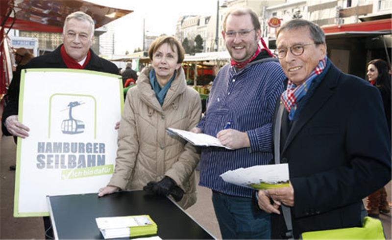 Unterschriften für die Hamburger Seilbahn