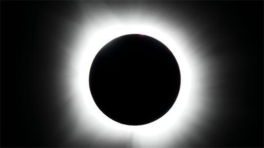 Bild von einer totalen Sonnenfinsternis, aufgenommen 2024 in Texas.