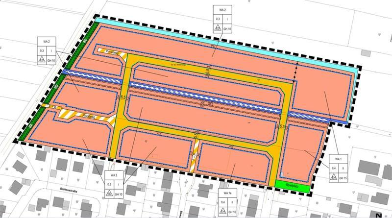 Neues Wohngebiet in Guderhandviertel: Platz für rund 80 neue Wohneinheiten Blick auf den Entwurf des Bebauungsplans Alter Sportplatz in Guderhandviertel.