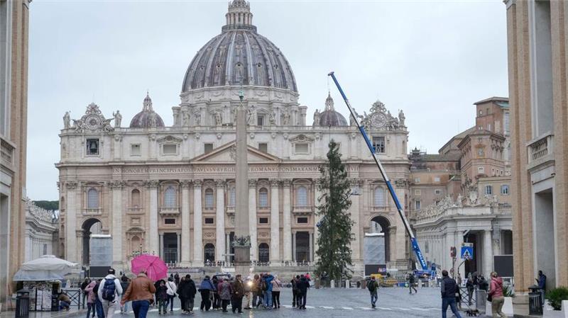 Alle Jahre wieder: Öko-Streit um Papst-Weihnachtsbaum Blick auf den Petersdom und die Rotfichte aus dem Dorf Ledro.