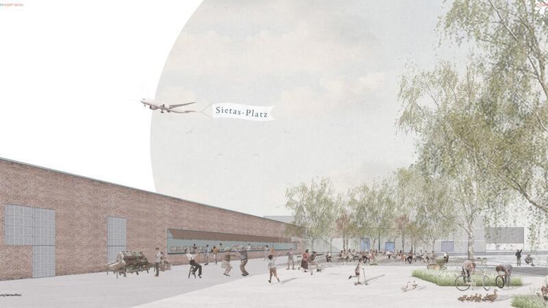Was wird aus der Sietas-Werft? Studentin legt Pläne vor Blick auf den Sietas-Platz - mit Gastronomie.