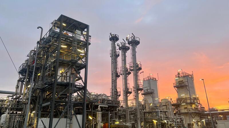 Blick auf die Anlagen von Air Liquide in Stade.