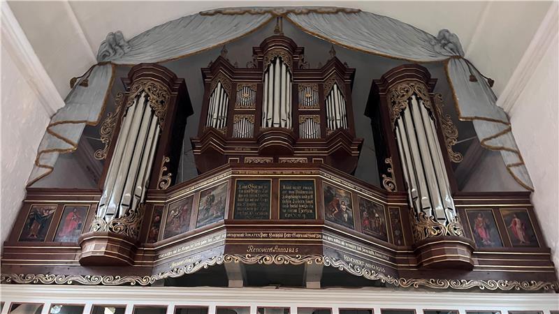Blick auf die Arp-Schnitger-Orgel in der Kirche in Steinkirchen.