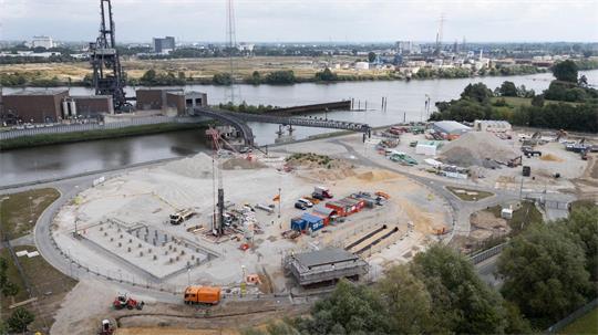 Blick auf die Baustelle des Wasserstoff-Anlagenparks.