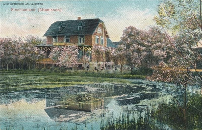 Hotel Cohrs in Grünendeich ist Geschichte Blick auf die Gaststätte „Zur Elbschlucht“ im Jahr 1908 : Der Gastronom hieß Heinrich Schilling. Das Ausflugslokal lag an einem im Jahr 1685 nach der ersten „Katharinenflut“ entstandenen Brack. Familie Cohrs erwarb es 1961. Fotos: Archiv de