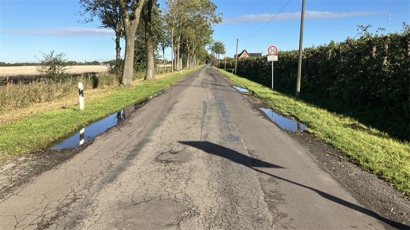 Blick auf die K9 bei Krummendeich, die jetzt saniert wird.