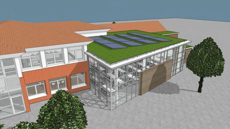 Millionen-Projekt: So soll die neue Grundschule in Hollern aussehen Blick auf die Mensa der Appelsnut Grundschool in Hollern, die auch als Aula genutzt werden kann - mit dem angrenzenden Musikraum als Bühne.