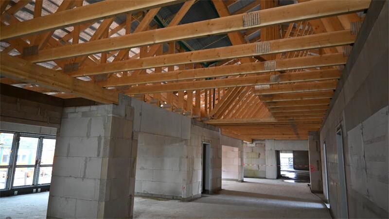 Blick in den Rohbau der neuen Kita in Hollern.