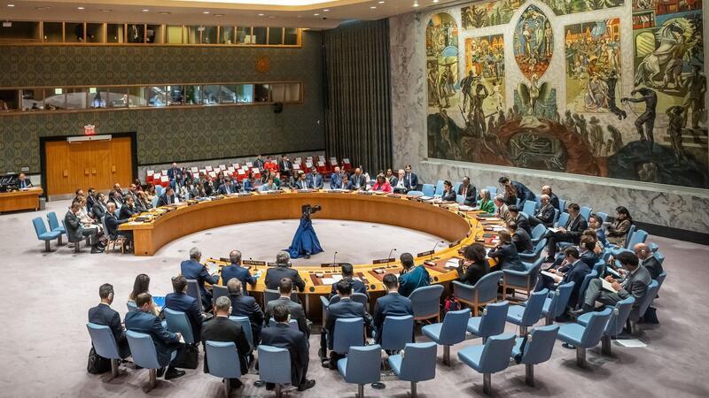 Resolutionsentwürfe zu Nahost im UN-Sicherheitsrat Blick in den Saal des Sicherheitsrats in New York.