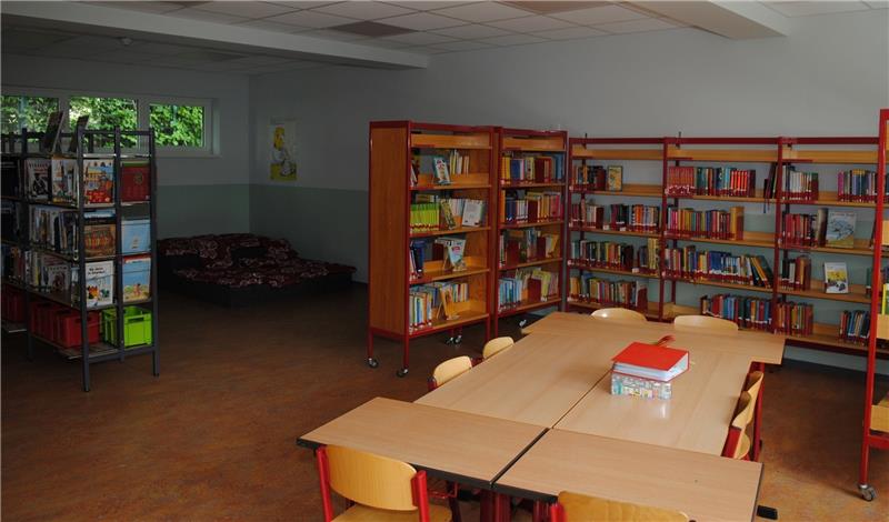 Blick in die neue Bücherei im neuen Has‘ und Igel-Bau der Grundschule.