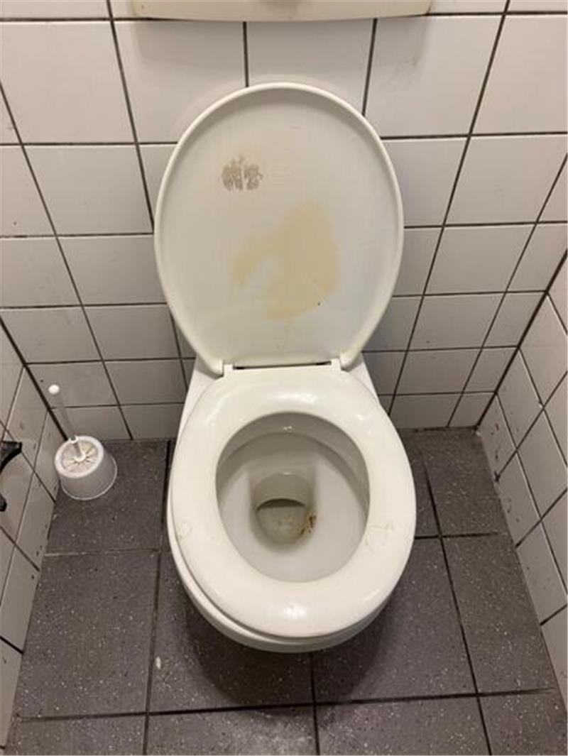 Blick in einen schmutzigen Abgrund: Herrentoilette am Stader Hafen.