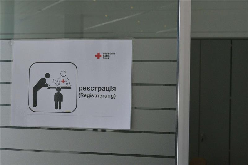 Blick ins lokale Ankunftszentrum des Landkreises Stade in einem ehemaligen Bankgebäude an der Breiten Straße in Stade. Foto: Landkreis Stade/Daniel Beneke