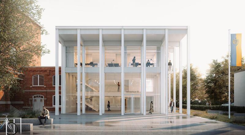 Millionenprojekt: Spektakuläre Pläne für die Buxtehuder Hochschule 21 Blick von der Harburger Straße: Der geplante Erweiterungsbau soll auf dem von der ehemaligen Albert-Schweitzer-Schule als Sportplatz genutzten Gelände entstehen.