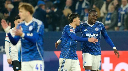 Bryan Lasme (r) schoss Schalke zum Sieg.