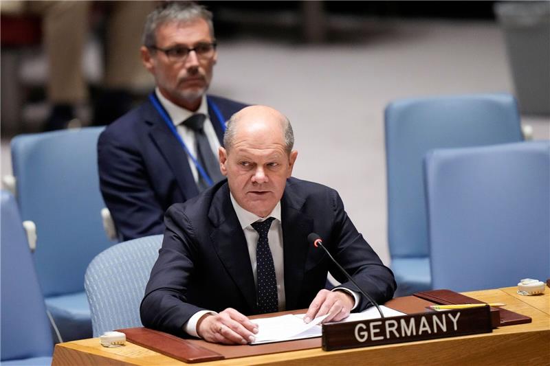 Bundeskanzler Olaf Scholz spricht im UN-Sicherheitsrat.
