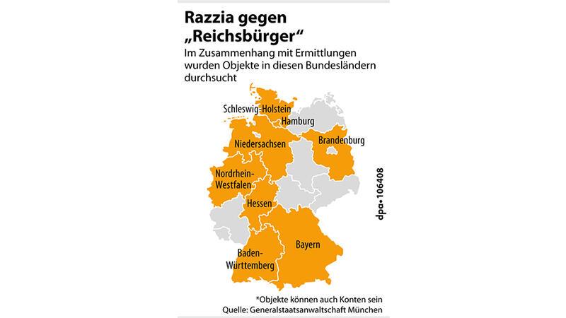 Bundesländer, in denen Durchsuchungen stattfanden.