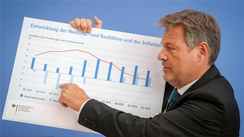 Wirtschaftsflaute: Regierung erwartet Wachstum erst 2025 Bundeswirtschaftsminister Habeck fordert wegen der schwächelnden Wirtschaft eine konsequente Umsetzung des Wachstumspakets - das alleine reiche aber nicht.