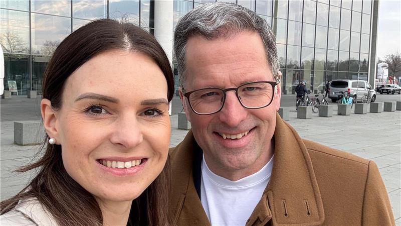 CDU-Bundestagsabgeordnete Vanessa Zobel und Landrat Kai Seefried (CDU) in Berlin. Seefried ist bisher der einzige Kandidat für den Job.