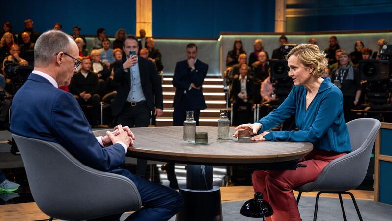 Caren Miosga im Gespräch mit CDU-Chef Friedrich Merz.
