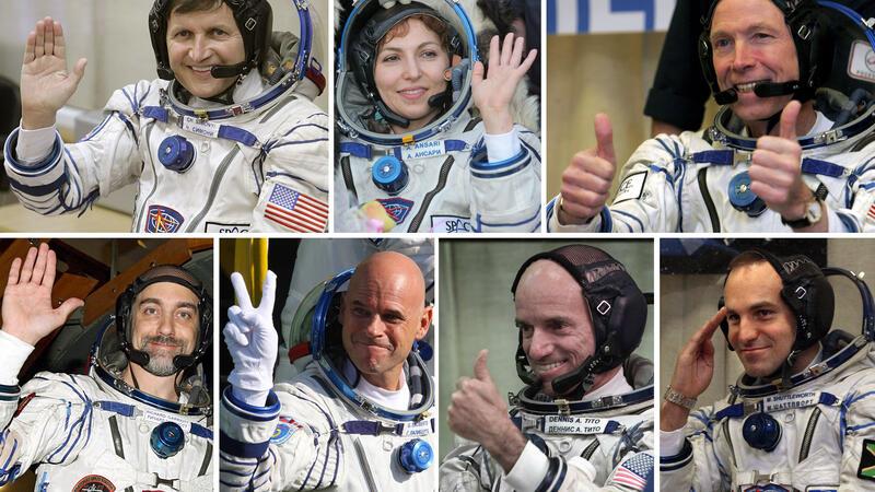 Charles Simonyi (oben links) zählt zu einer Reihe wohlhabender Weltraumtouristen.