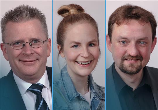 Christian Krüger (von links) ist SPD-Spitzenkandidat im Umland. Franziska Knoefel führt die SPD-Liste für den Norden an. Nick Freudenthal ist Nummer eins der SPD im Süden.