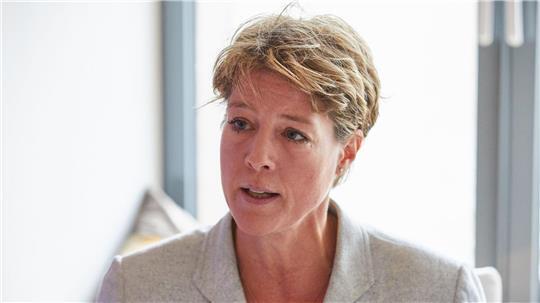 Christina Block, Unternehmerin, aufgenommen bei einem Pressegespräch.
