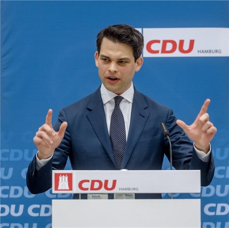 Merz? Röttgen? Braun? Hamburgs CDU verzichtet auf Favoriten-Nennung Christoph Ploß. Foto: Markus Scholz/dpa