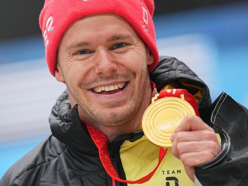 Christopher Grotheer raste als erster Deutscher zu Gold im Skeleton. Foto: Michael Kappeler/dpa