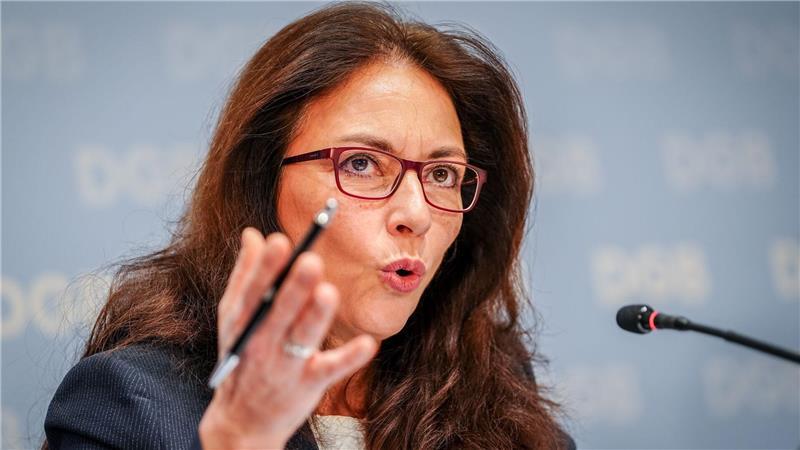 DGB-Chefin Yasmin Fahimi ruft zur Teilnahme an den Betriebsratswahlen auf. (Archivbild)