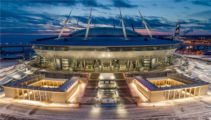 Das 2017 für die WM neu errichtete Fußballstadion in St. Petersburg.