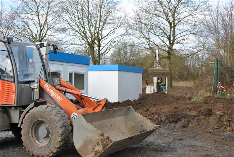 Im Schnelltempo fertiggestellt: Container-Kita in Horneburg übergeben Das Außengelände wird zurzeit noch hergerichtet. Foto: Lohmann