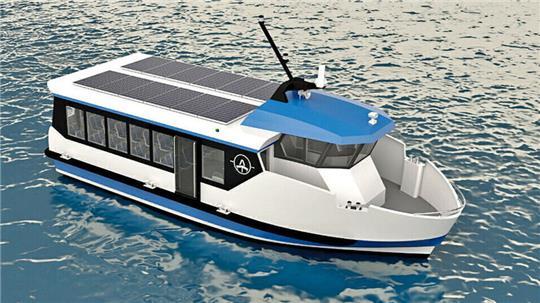 Das Design der Dünenfähre wurde von der Stralsunder Firma Ampereship entwickelt, die auch die elektrische Antriebstechnik liefert. Foto: Stralsunder Ostseestaal