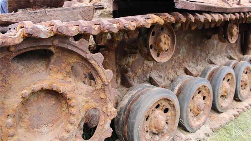 Nordholzer Fund: Was am Sturmgeschütz für Gänsehaut sorgt Das Fahrwerk ist teilweise gut erhalten.