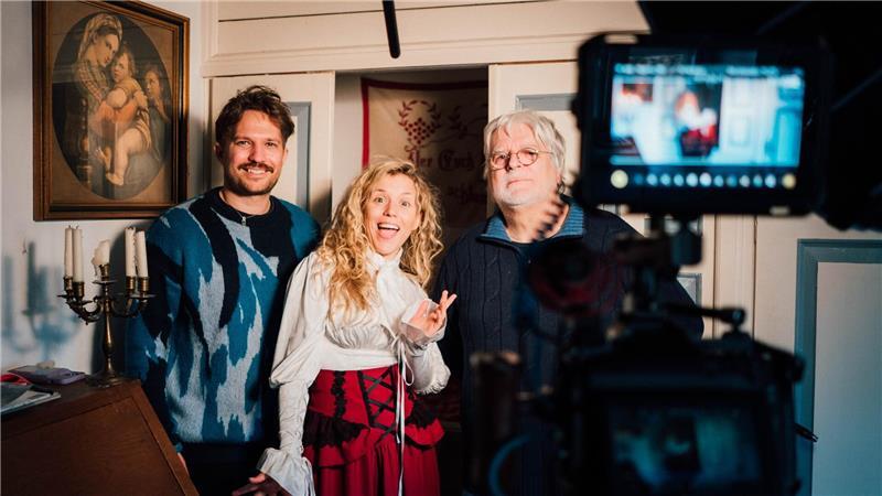 Das Filmteam mit Kameramann Jendrik Wichels, Schauspielerin Lara-Maria Wichels und Autor Dietrich Alsdorf (rechts).