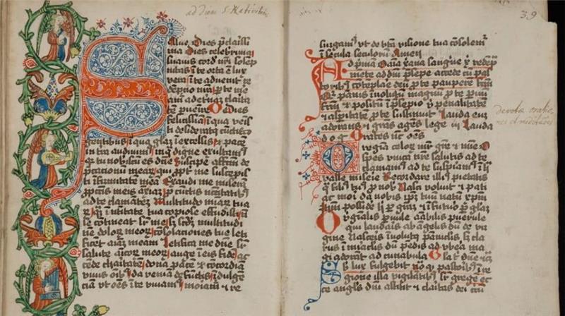 Das Foto zeigt das Christmas Prayer Book (Gebetbuch für Weihnachten), das in der Bibliothek der Universität Cincinnati (USA) entdeckt wurde. Experten sind sich sicher: Dieses 500 Jahre alte Buch ist im damaligen Kloster von Buxtehude-Neukloster entstanden.