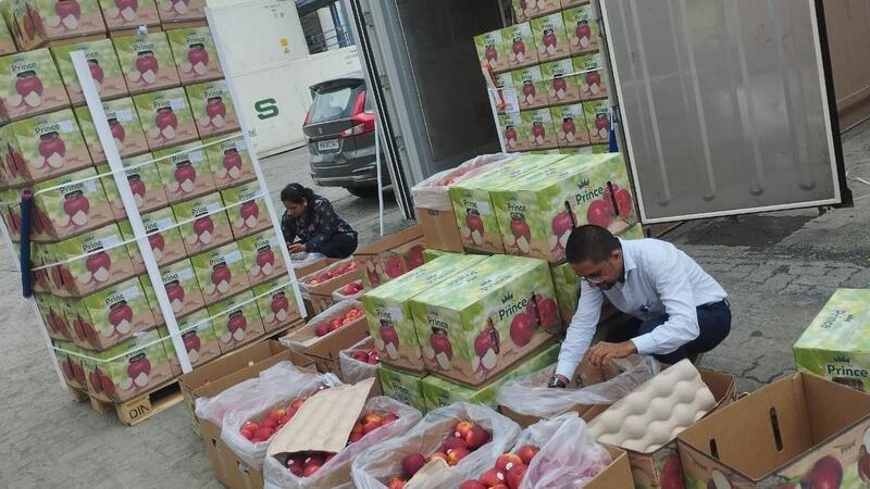 Warum in Indien bald Äpfel aus dem Alten Land verkauft werden Das Foto zeigt die Qualitätsprüfung von Red-Prince-Äpfeln aus dem Alten Land im August durch die indischen Behörden im Hafen von Nhava Sheva bei Mumbai.