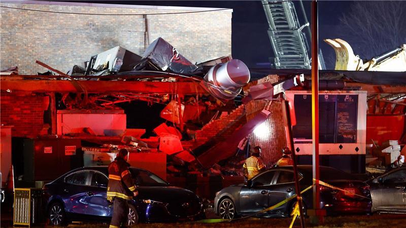 Das Gebäude wurde bei der Detonation schwer beschädigt und teilweise zerstört.