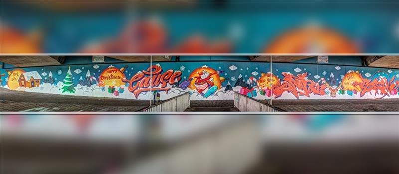 Das Grafitti ist etwa 60 Meter lang. Foto: Cordes.