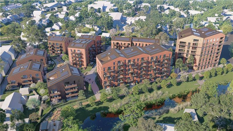 80 Millionen Euro: 7 Fragen zu Stades Gummi-Schmidt-Quartier Das Gummi-Schmidt-Quartier in der Visualisierung aus der Vogelperspektive.