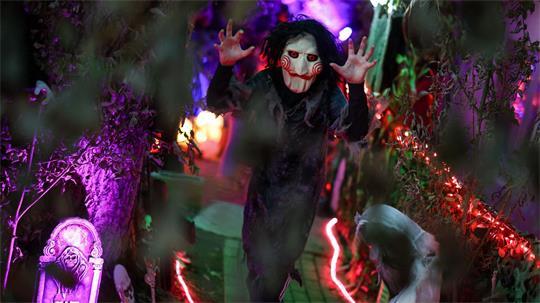 Das „Halloween-Haus“ im nordrhein-westfälischen Mettmann sorgt für Gänsehaut.