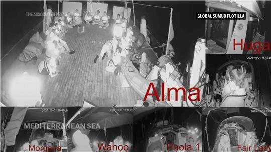 Das Handout-Bild zeigt Videostills von Kameras auf den Booten der Gaza-Flottille. 