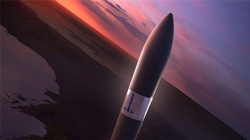 Das Handout des Raumfahrtkonzerns OHB SE zeigt in einer 3D-Animation einen sogenannten Microlauncher der Rocket Factory Augsburg (Computersimulation). 
