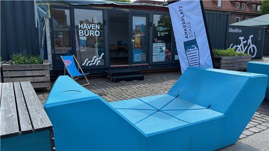 Das Havenbüro auf dem Ankerplatz in Stade.